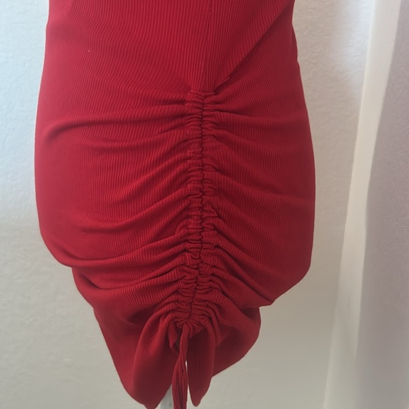 Red Ruched Mini Dress - Picture 2 of 3